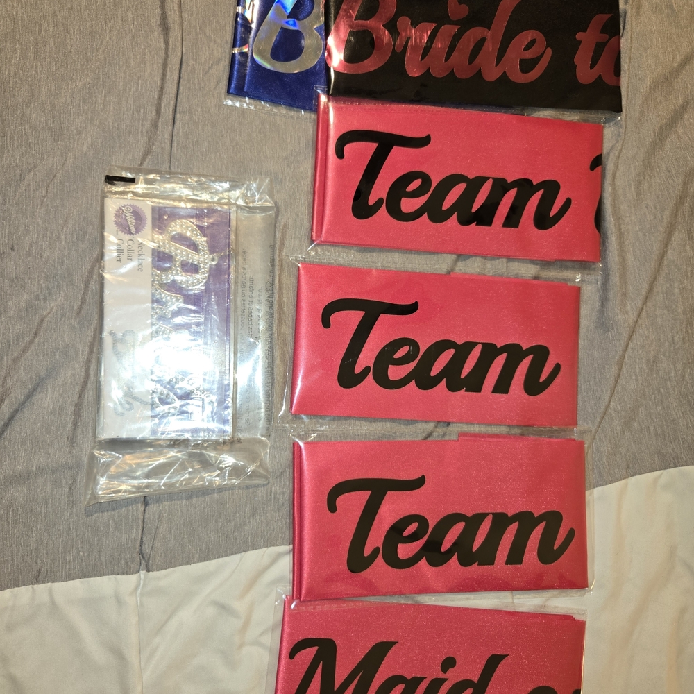 Bridal Party Sash Set - Pink and Black